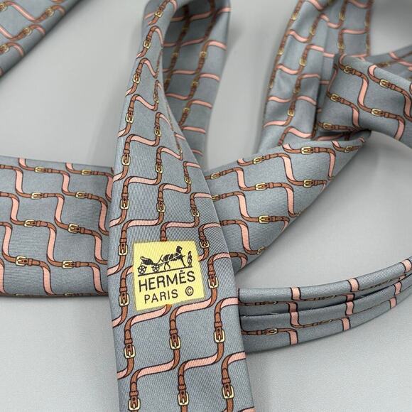 Hermes Paris Vintage 100% Silk Twisted Belt Luxury Designer Men's Tie - Picture 3 of 14